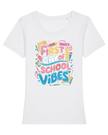 First Day of School Vibes White