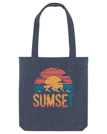 Summer Mountain Sumset Midnight Blue
