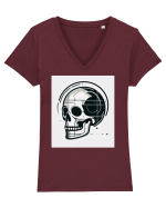 Skull/Craniu in diferite stiluri 05 Tricou mânecă scurtă guler V Damă Evoker