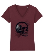 Skull/Craniu in diferite stiluri 06 Tricou mânecă scurtă guler V Damă Evoker