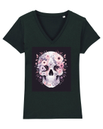 Skull/Craniu in diferite stiluri 11 Tricou mânecă scurtă guler V Damă Evoker