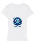 GHICESTE-MI ZODIA - RAC Tricou mânecă scurtă guler V Damă Evoker