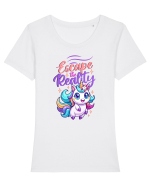 Unicorn simpatic pastel goth Tricou mânecă scurtă guler larg fitted Damă Expresser