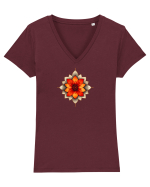 FLORAL GEOMETRIC 2 Tricou mânecă scurtă guler V Damă Evoker