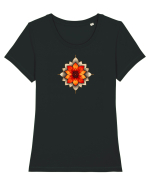 FLORAL GEOMETRIC 2 Tricou mânecă scurtă guler larg fitted Damă Expresser