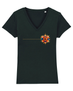FLORAL GEOMETRIC 3b Tricou mânecă scurtă guler V Damă Evoker