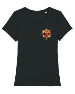 FLORAL GEOMETRIC 3b Tricou mânecă scurtă guler larg fitted Damă Expresser