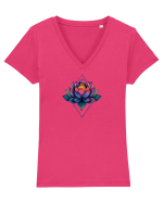 FLORAL GEOMETRIC 6 Tricou mânecă scurtă guler V Damă Evoker