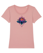 FLORAL GEOMETRIC 6 Tricou mânecă scurtă guler larg fitted Damă Expresser