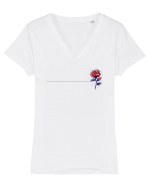 FLORAL GEOMETRIC TRANDAFIR / ROSE b Tricou mânecă scurtă guler V Damă Evoker