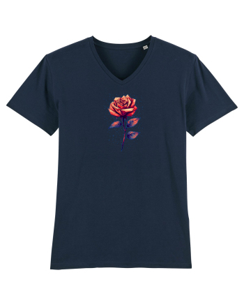 FLORAL GEOMETRIC TRANDAFIR / ROSE  French Navy