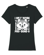 I only work pro bone-o Tricou mânecă scurtă guler larg fitted Damă Expresser