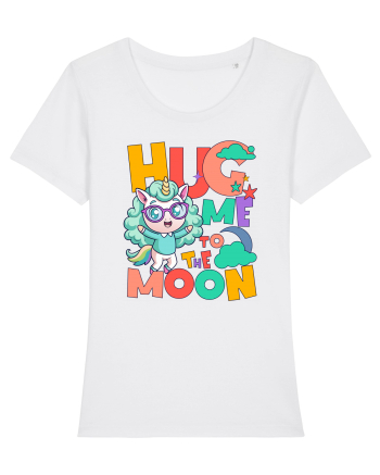 Unicorn simpatic Hug me to the moon White