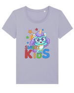 Unicorn simpatic cu ochelari Sweet Kids Tricou mânecă scurtă guler larg fitted Damă Expresser