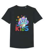 Unicorn simpatic cu ochelari Sweet Kids Tricou mânecă scurtă guler larg Bărbat Skater