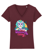 Unicorn de drumetie, de aventura Tricou mânecă scurtă guler V Damă Evoker