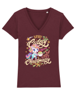 Unicorn de Craciun Tricou mânecă scurtă guler V Damă Evoker