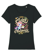 Unicorn de Craciun Tricou mânecă scurtă guler larg fitted Damă Expresser