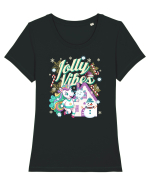Unicorn Jolly Vibes - Bucuria Sarbatorilor De Iarna Tricou mânecă scurtă guler larg fitted Damă Expresser