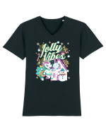 Unicorn Jolly Vibes - Bucuria Sarbatorilor De Iarna Tricou mânecă scurtă guler V Bărbat Presenter
