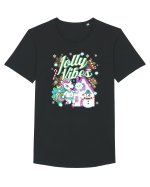 Unicorn Jolly Vibes - Bucuria Sarbatorilor De Iarna Tricou mânecă scurtă guler larg Bărbat Skater