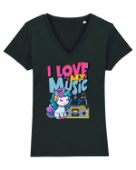 Unicorn retro Imi Place Muzica Tricou mânecă scurtă guler V Damă Evoker