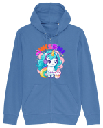 Unicorn cu par cret si prietenul soricel Hanorac cu fermoar Unisex Connector