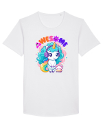 Unicorn cu par cret si prietenul soricel Tricou mânecă scurtă guler larg Bărbat Skater