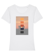 Sunset on the Beach Tricou mânecă scurtă guler larg fitted Damă Expresser