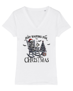 Just Waiting for Christmas bk Tricou mânecă scurtă guler V Damă Evoker