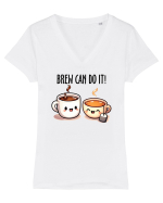 Brew can do it 2 - pentru iubitorii de cafea Tricou mânecă scurtă guler V Damă Evoker