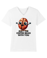 May the coffee bean with you - pentru iubitorii de cafea Tricou mânecă scurtă guler V Bărbat Presenter