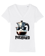 Pothead - pentru iubitorii de cafea Tricou mânecă scurtă guler V Damă Evoker