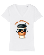 Procaffeinater - pentru iubitorii de cafea Tricou mânecă scurtă guler V Damă Evoker