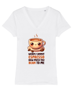 Words cannot espresso - pentru iubitorii de cafea Tricou mânecă scurtă guler V Damă Evoker
