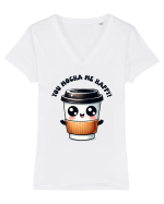 You mocha me happy - pentru iubitorii de cafea Tricou mânecă scurtă guler V Damă Evoker
