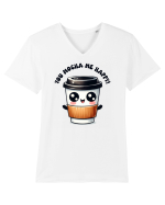 You mocha me happy - pentru iubitorii de cafea Tricou mânecă scurtă guler V Bărbat Presenter