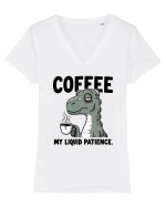 Coffee - my liquid patience - pentru dependenții de cafea Tricou mânecă scurtă guler V Damă Evoker