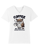 Coffee - my only morning motivation - pentru dependenții de cafea Tricou mânecă scurtă guler V Bărbat Presenter