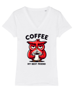 Coffee my best friend - pentru dependenții de cafea Tricou mânecă scurtă guler V Damă Evoker