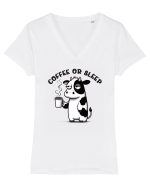 Coffee or sleep - pentru dependenții de cafea Tricou mânecă scurtă guler V Damă Evoker