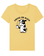 Coffee or sleep - pentru dependenții de cafea Tricou mânecă scurtă guler larg fitted Damă Expresser