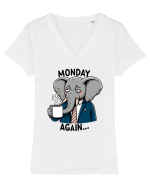 Monday again - pentru dependenții de cafea Tricou mânecă scurtă guler V Damă Evoker