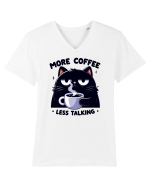 More coffee less talking - pentru dependenții de cafea Tricou mânecă scurtă guler V Bărbat Presenter