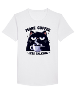 More coffee less talking - pentru dependenții de cafea Tricou mânecă scurtă guler larg Bărbat Skater