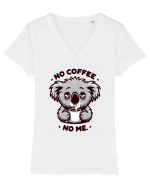 No coffee no me - pentru dependenții de cafea Tricou mânecă scurtă guler V Damă Evoker