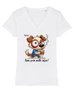 Beau prea multă cafea Tricou mânecă scurtă guler V Damă Evoker