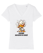 Cafeaua – înlocuitor de voință Tricou mânecă scurtă guler V Damă Evoker