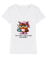 Chiar credeți că o pasăre de noapte iubește diminețile? Tricou mânecă scurtă guler V Damă Evoker
