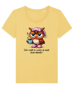 Chiar credeți că o pasăre de noapte iubește diminețile? Tricou mânecă scurtă guler larg fitted Damă Expresser